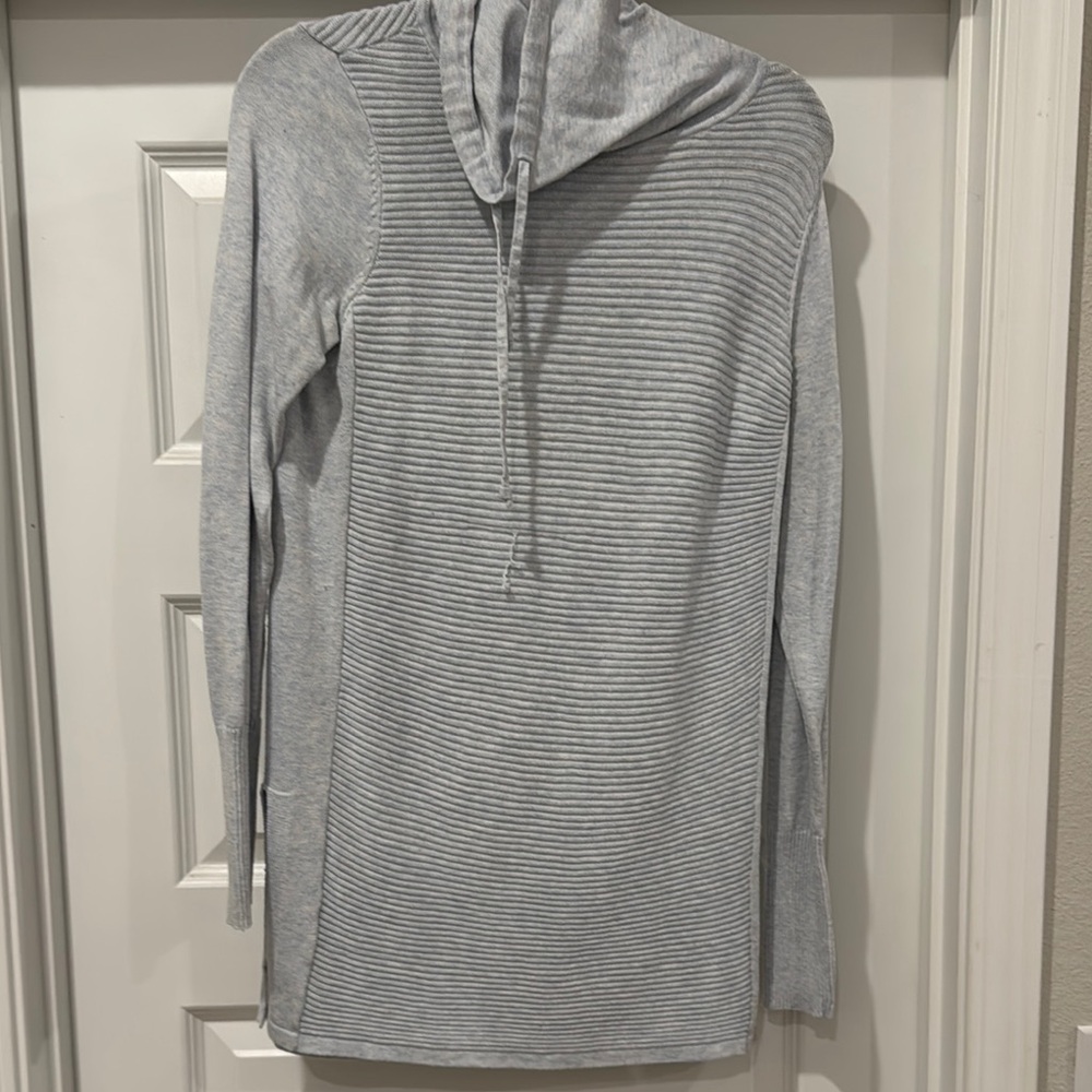 Light blue sweater with cowl neck